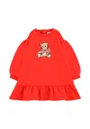 Moschino Red Dress For Baby Girl With Teddy Bear In Red