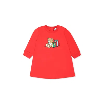 Moschino Red Dress For Baby Girl With Teddy Bear
