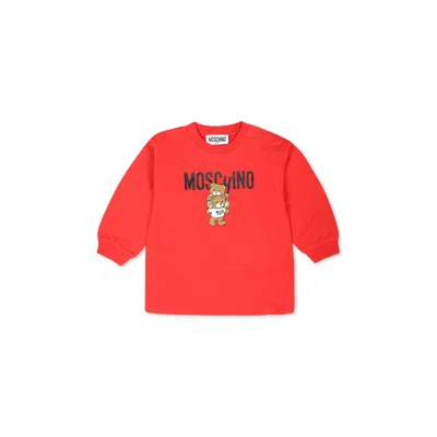 Moschino Red Sweatshirt For Babykids With Two Teddy Bears In Rot