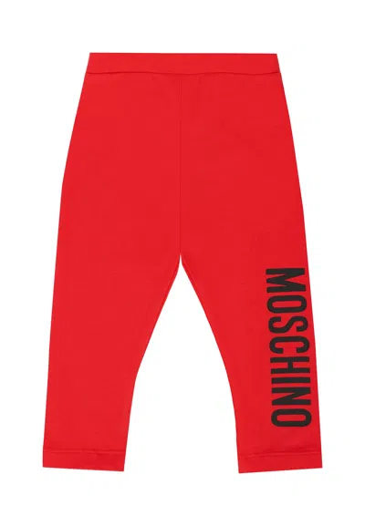 Moschino Kids' Red Leggings For Baby Girl With Logo