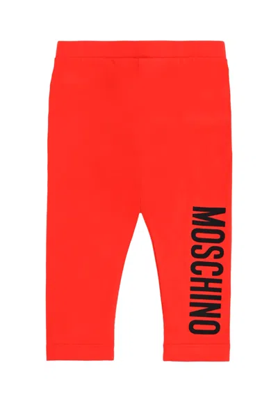 Moschino Red Leggings For Baby Girl With Logo