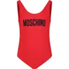 MOSCHINO RED ONE-PIECE SWIMSUIT FOR GIRL WITH LOGO