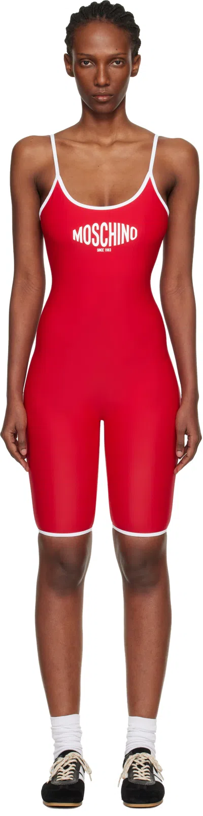 Moschino Red Printed Lycra One-piece Swimsuit