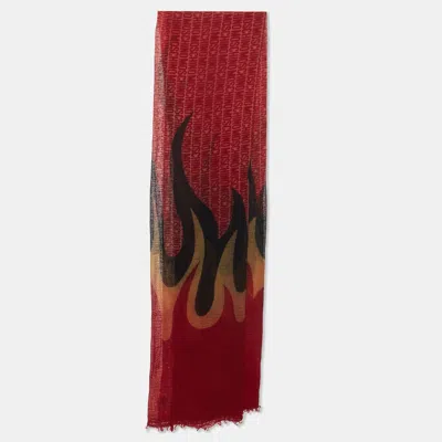 Pre-owned Moschino Red Printed Muslin Cotton Scarf
