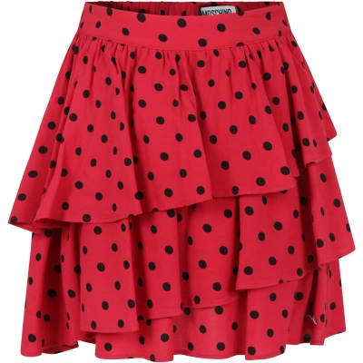 Moschino Kids' Red Skirt For Girl With Polka Dots