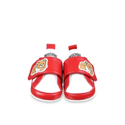 Moschino Red Sneakers For Babykids With Teddy Bear