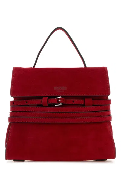 Moschino Red Suede Small Tie Me Handbag