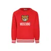 Moschino Red Sweater For Kids With Teddy Bear In Red