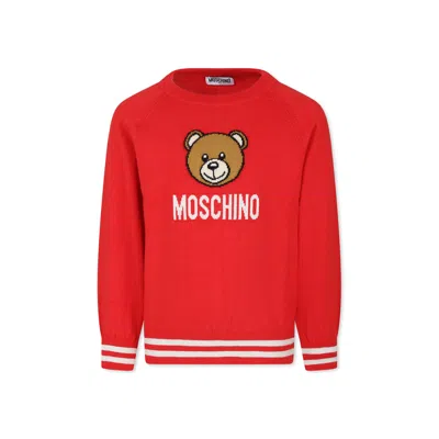 Moschino Red Sweater For Kids With Teddy Bear