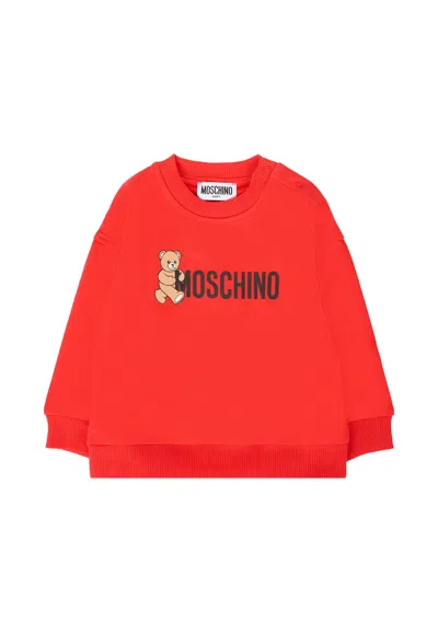 MOSCHINO RED SWEATSHIRT FOR BABYKIDS WITH LOGO