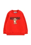 Moschino Red Sweatshirt For Babykids With Teddy Bear In Red
