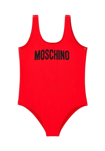 Moschino Kids' Logo Swimsuit In Red