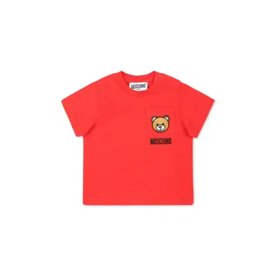 Moschino Red T-shirt For Baby Boy With Teddy Bear