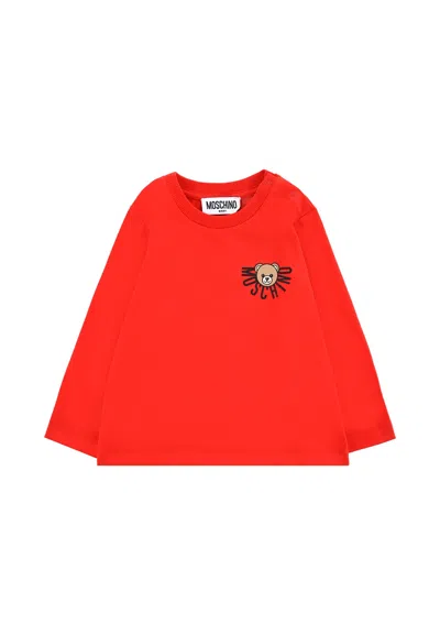 MOSCHINO RED T-SHIRT FOR BABYKIDS WITH TEDDY BEAR