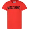 MOSCHINO RED T-SHIRT FOR KIDS WITH LOGO