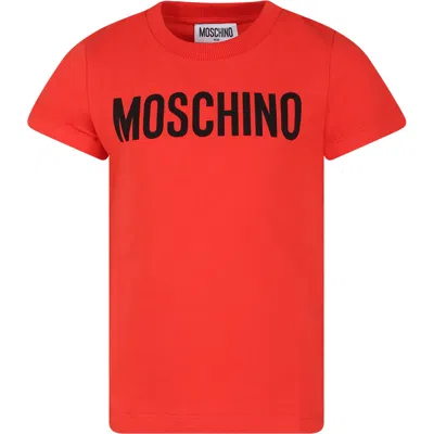 Moschino Red T-shirt For Kids With Logo