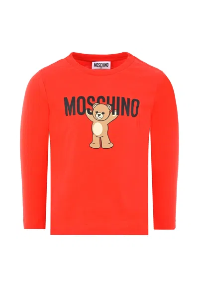 Moschino Red T-shirt For Kids With Teddy Bear