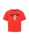 Moschino Red T-shirt For Kids With Teddy Bear In Red