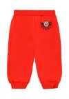 Moschino Red Trousers For Babykids With Teddy Bear In Red