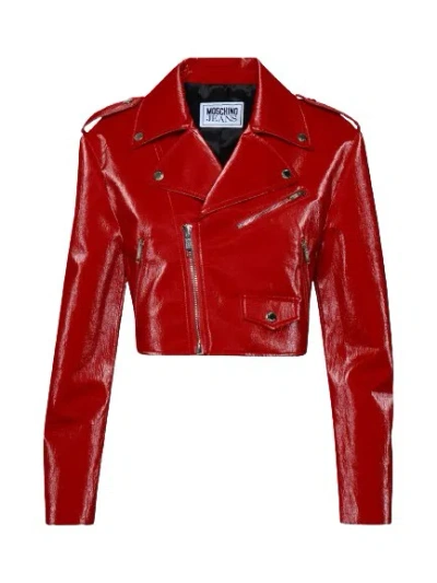 MOSCHINO RED WRINKLE-RESISTANT JACKET