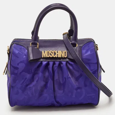 Pre-owned Moschino Redwall Medium Blue Nylon And Leather Satchel