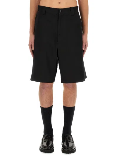 Moschino Regular Fit Bermuda Shorts With Logo In Black