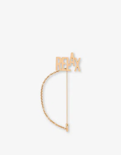 Moschino Relax Chain Brooch In Gold