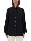 Moschino Relaxed Fit Black Cotton Shirt In Blue