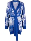Moschino Relaxed Fit Cardigan With Graphic Print In Blue
