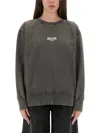 Moschino Relaxed Fit Cotton Sweatshirt With Front Logo In Gray