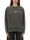 Moschino Relaxed Fit Cotton Sweatshirt With Front Logo In Gray