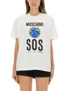 Moschino Relaxed-fit Cotton T-shirt With Bold Globe Print In White