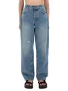 Moschino High-rise Distressed Five-pocket Trousers With Belt Loops In Blue