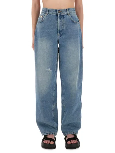 MOSCHINO RELAXED FIT HIGH-WAISTED WIDE LEG JEANS