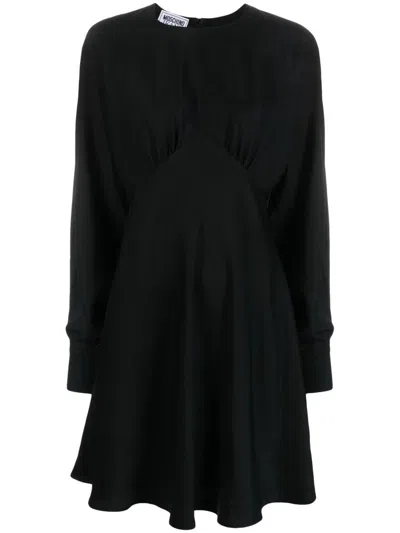 Moschino Relaxed-fit Long Sleeve Mini Dress In Black