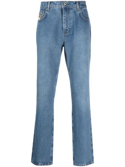 Moschino Relaxed Fit Straight Jeans With Five-pocket Design In Blue