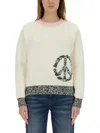 Moschino Relaxed Fit Sweater With Unique Inlay Pattern In Neutrals