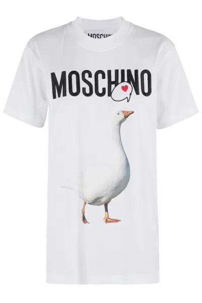 Moschino Relaxed-fit T-shirt With Playful Duck Graphic In White