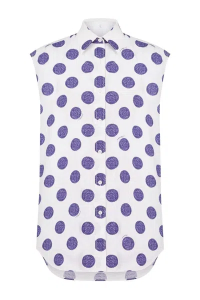 Moschino Relaxed-fit White Cotton Shirt In Burgundy