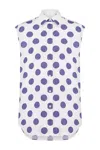 Moschino Sleeveless Cotton Poplin Shirt With Polka Dot Pattern In Blue
