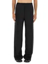 Moschino Relaxed Fit Wide Leg Wool Pants In Black