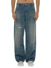 Moschino "wide Fit" Distressed Jeans With Patch Pockets