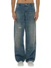 Moschino "wide Fit" Distressed Jeans With Patch Pockets In Blue