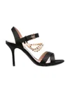 Moschino Rhinestone Embellished Leather Stiletto Sandals In Black