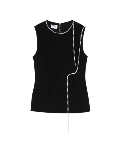 Moschino Rhinestone Embellished Blouse In Black