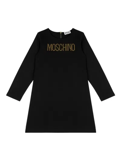 Moschino Kids' Rhinestone Embellished Dress In Black