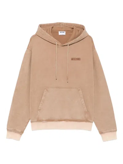 Moschino Rhinestone-embellished Hoodie In Brown
