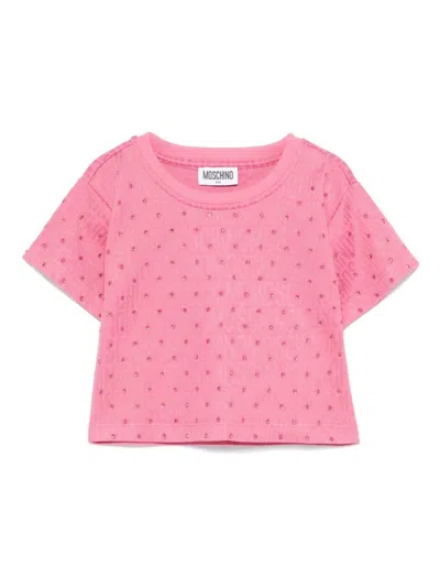 Moschino T-shirt Mit Strass In Rosa