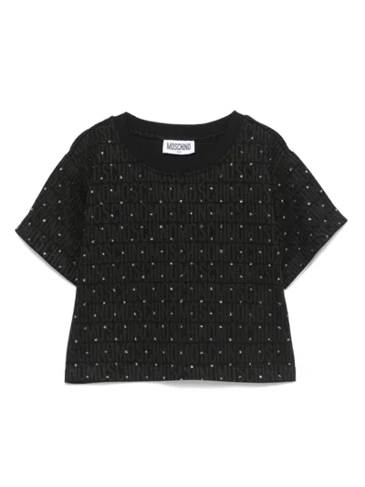 Moschino T-shirt Mit Strass In Schwarz