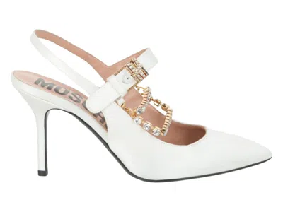 Pre-owned Moschino Rhinestoneembellished Pumps (women's) Sneakers In White